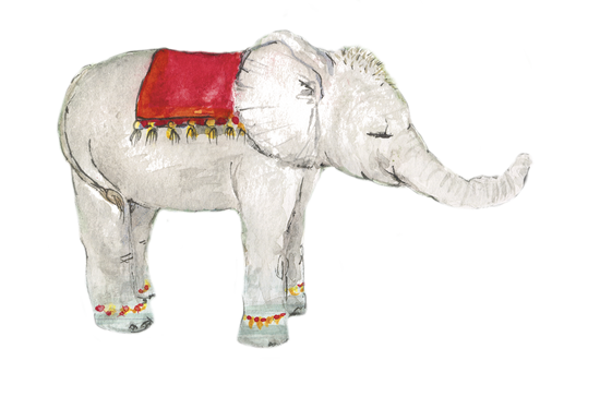 éléphant aquarelle en Inde dans le livre du tour du monde